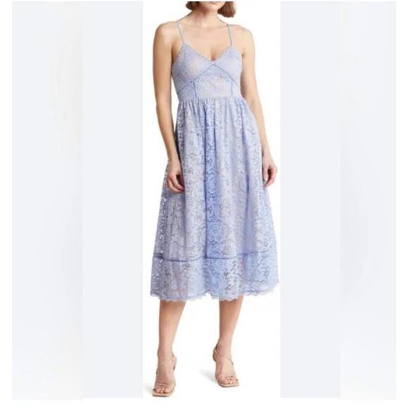 Sz M - NSR lace illusion midi dress - Picture 2 of 9